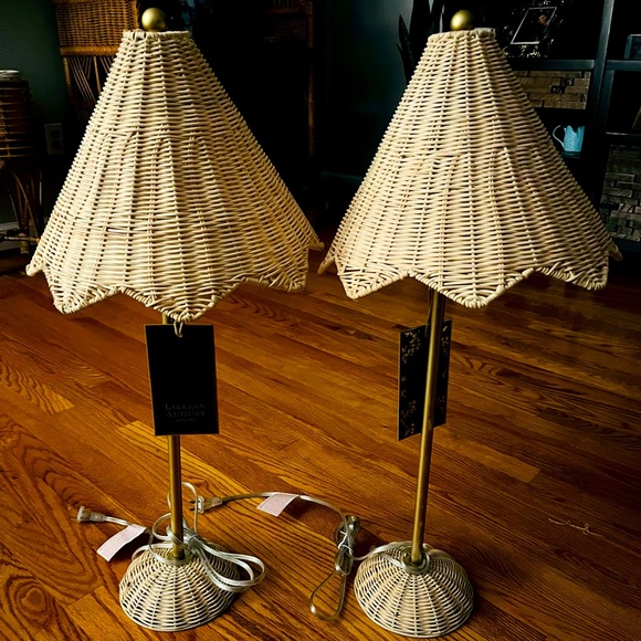 🎉HP🎊 Two Lillian August rattan lamps - Picture 2 of 7